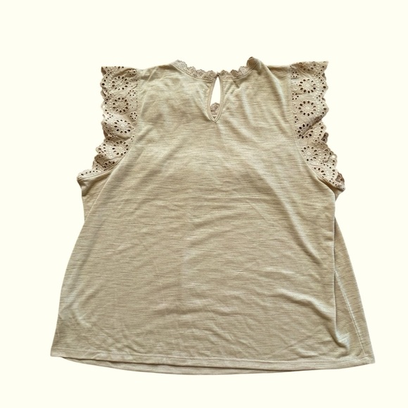 LC Lauren Conrad Mojave Gold Lace Flatter Short Sleeve Tank Top XXL NWT - Picture 3 of 5